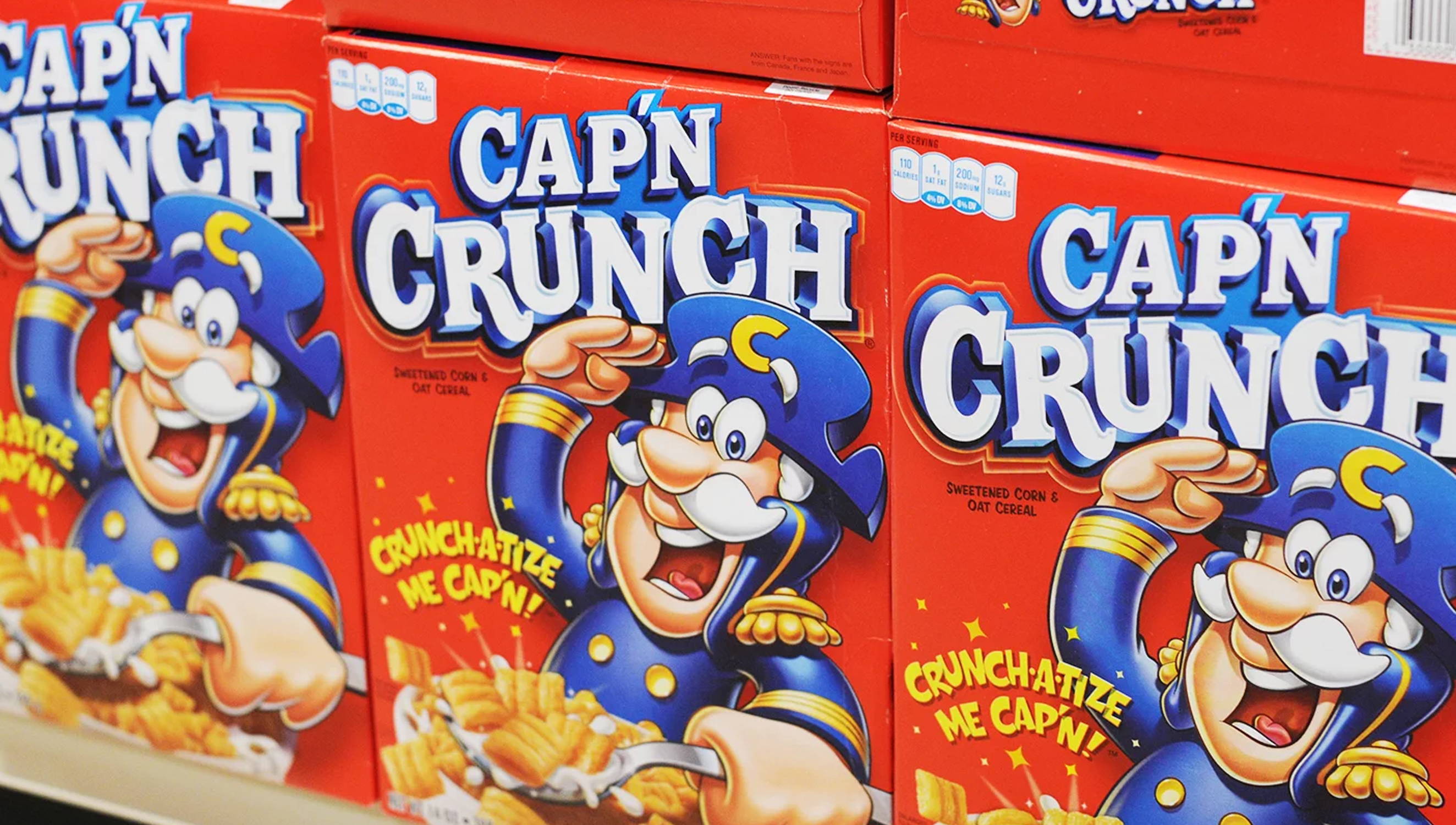 Boxes of Cap'n Crunch cereal