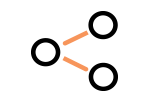 Orange less-than symbol on a white background.