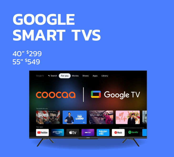 Google Smart TVs advertisement with pricing for 40