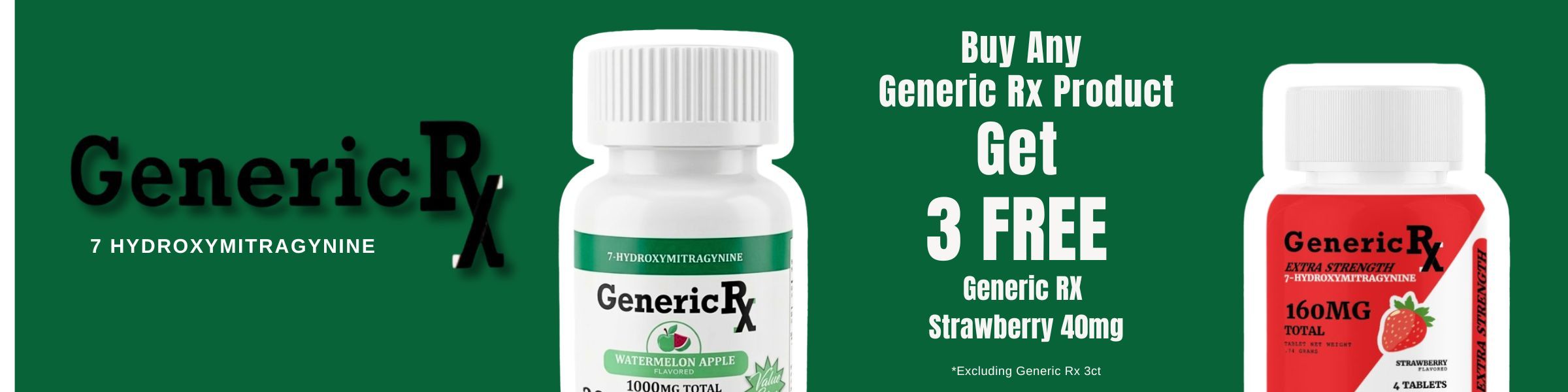 Image of medication bottles with promotional offer for free products.