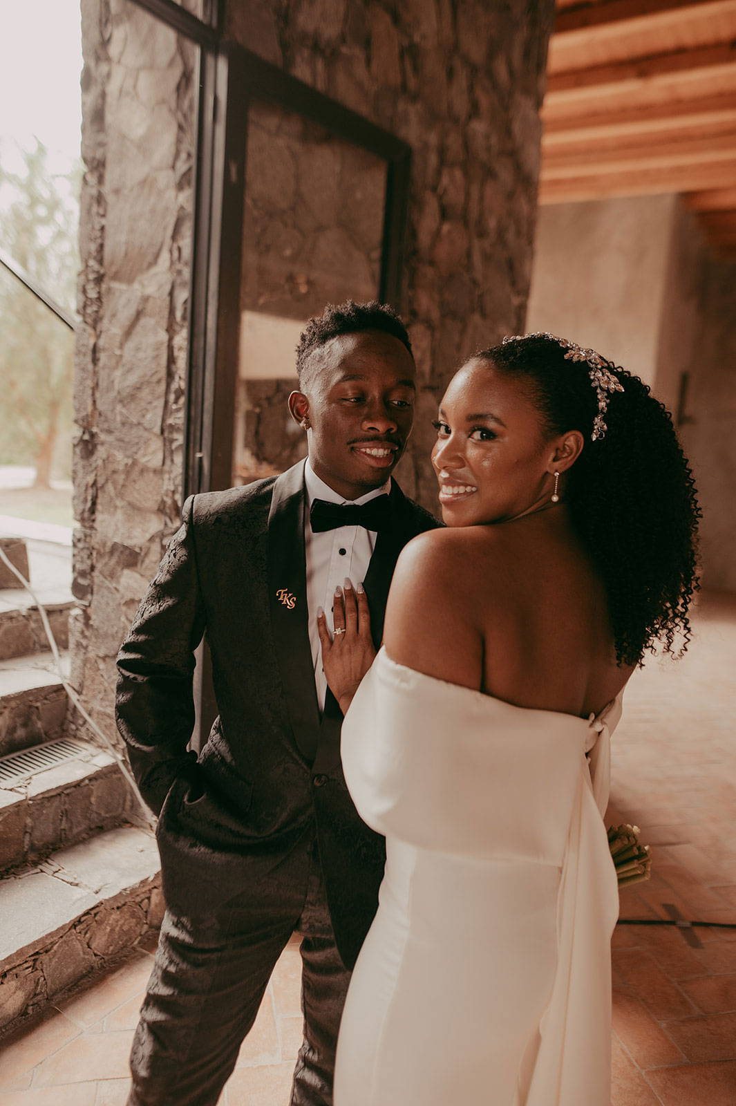 Bride and Groom smiling