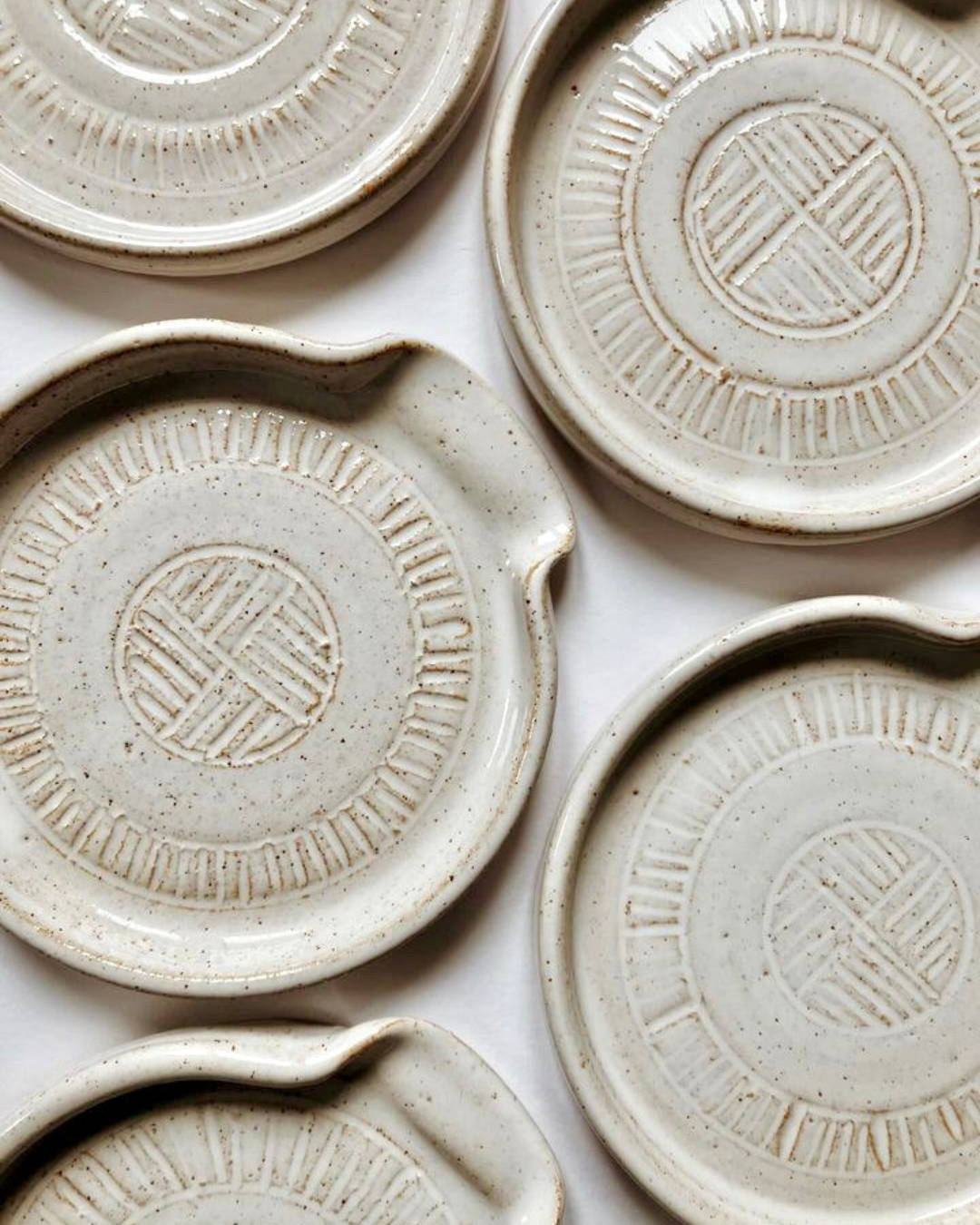 Wabi-sabi handmade ceramic spoon rest