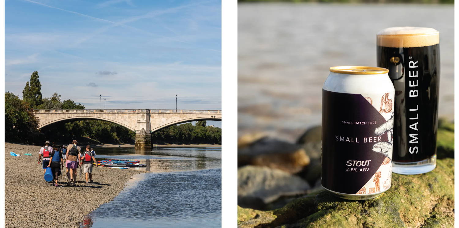 The Small Beer team are engaging in litter picking on the banks of the River Thames