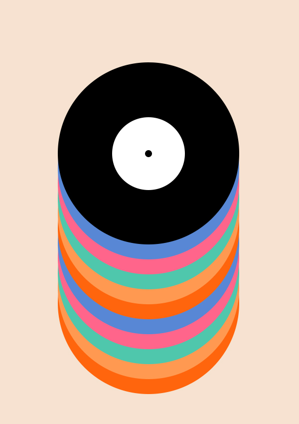 A graphic of music records.