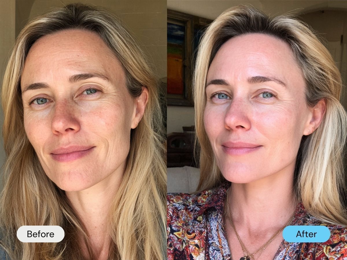 Before and after comparison of facial appearance.