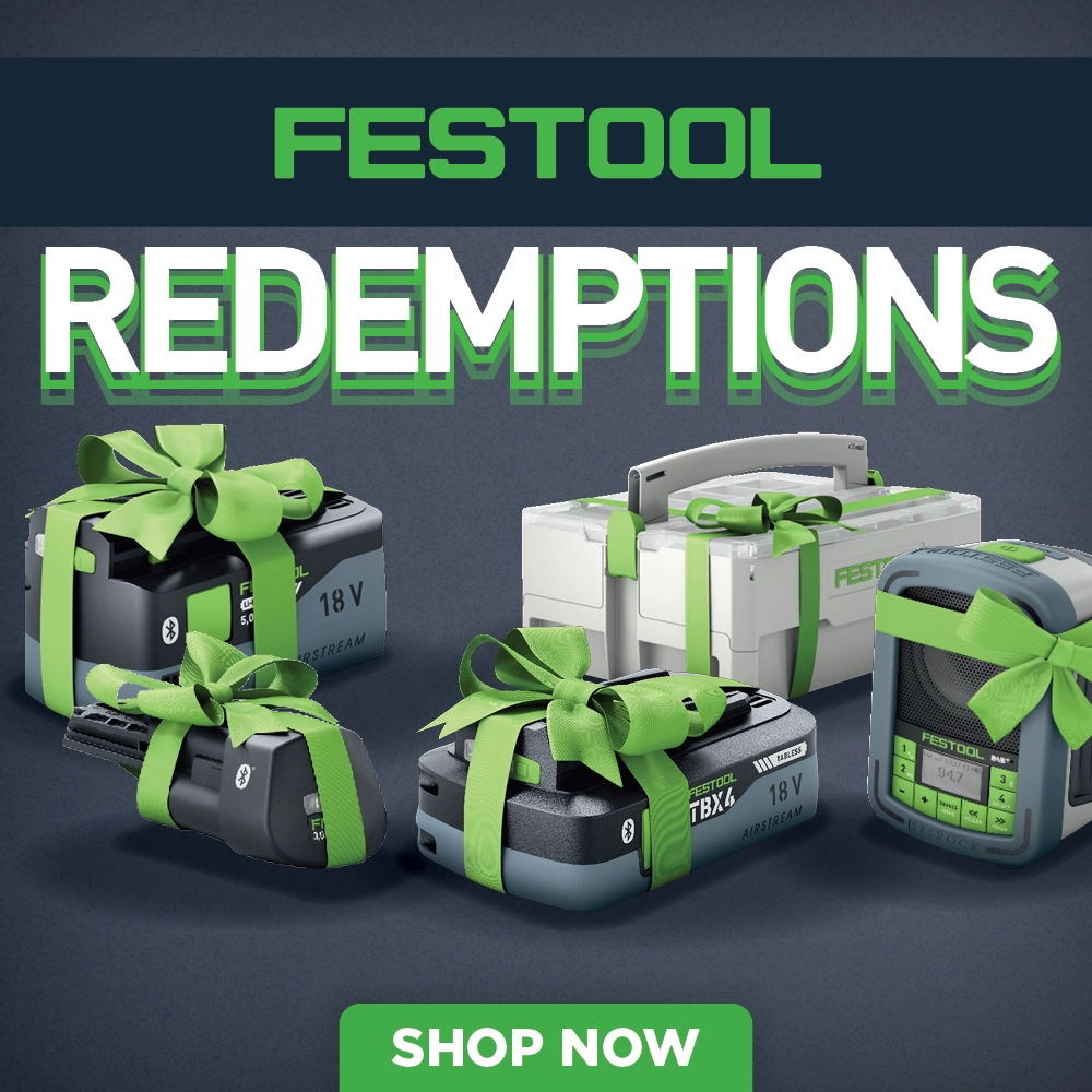 Festool redemption offers with gift-wrapped products and a 