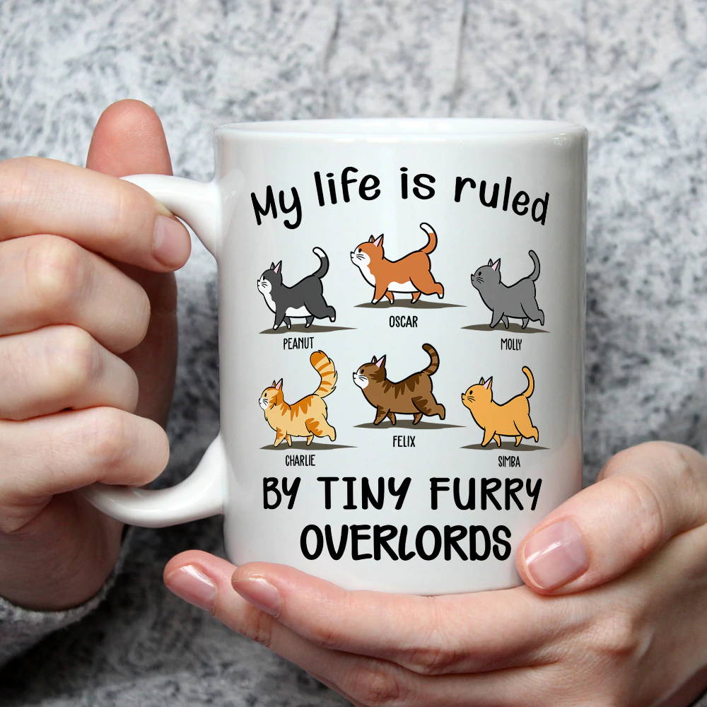 MY LIFE IS RULED BY CATS - PERSONALIZED CUSTOM COFFEE MUG