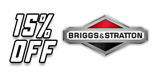15% off Briggs & Stratton promotion graphic.