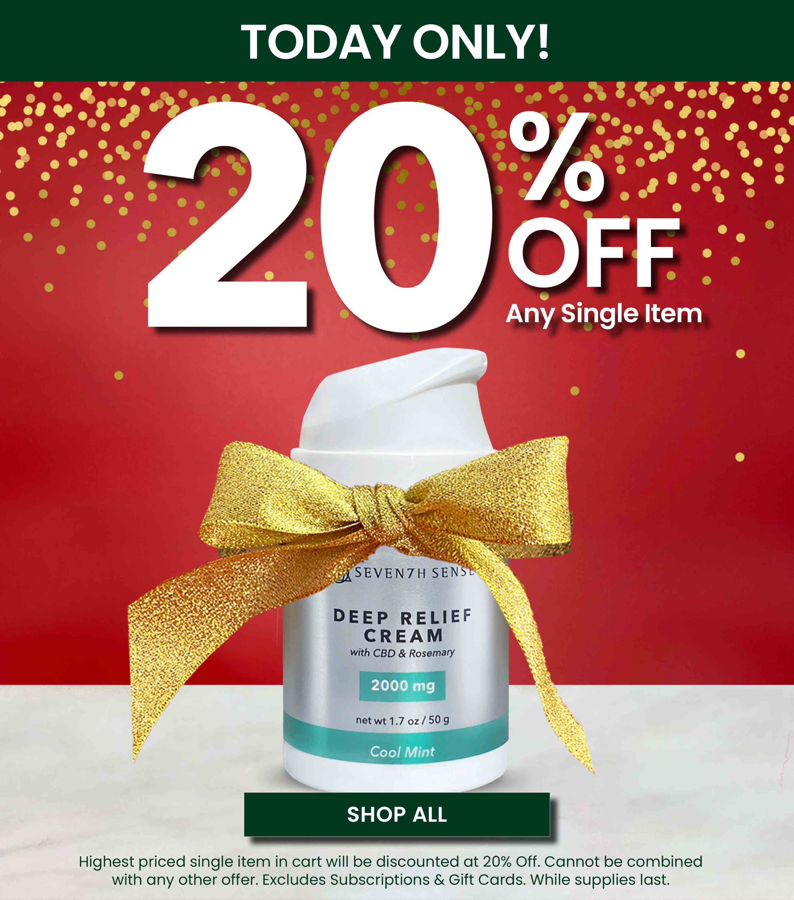 Today Only! 20% Off Any Single Item. 