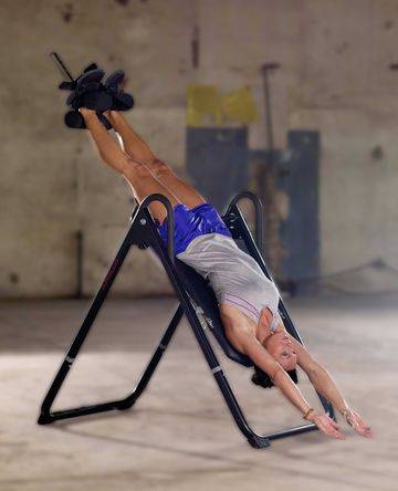 Woman on inversion table 
