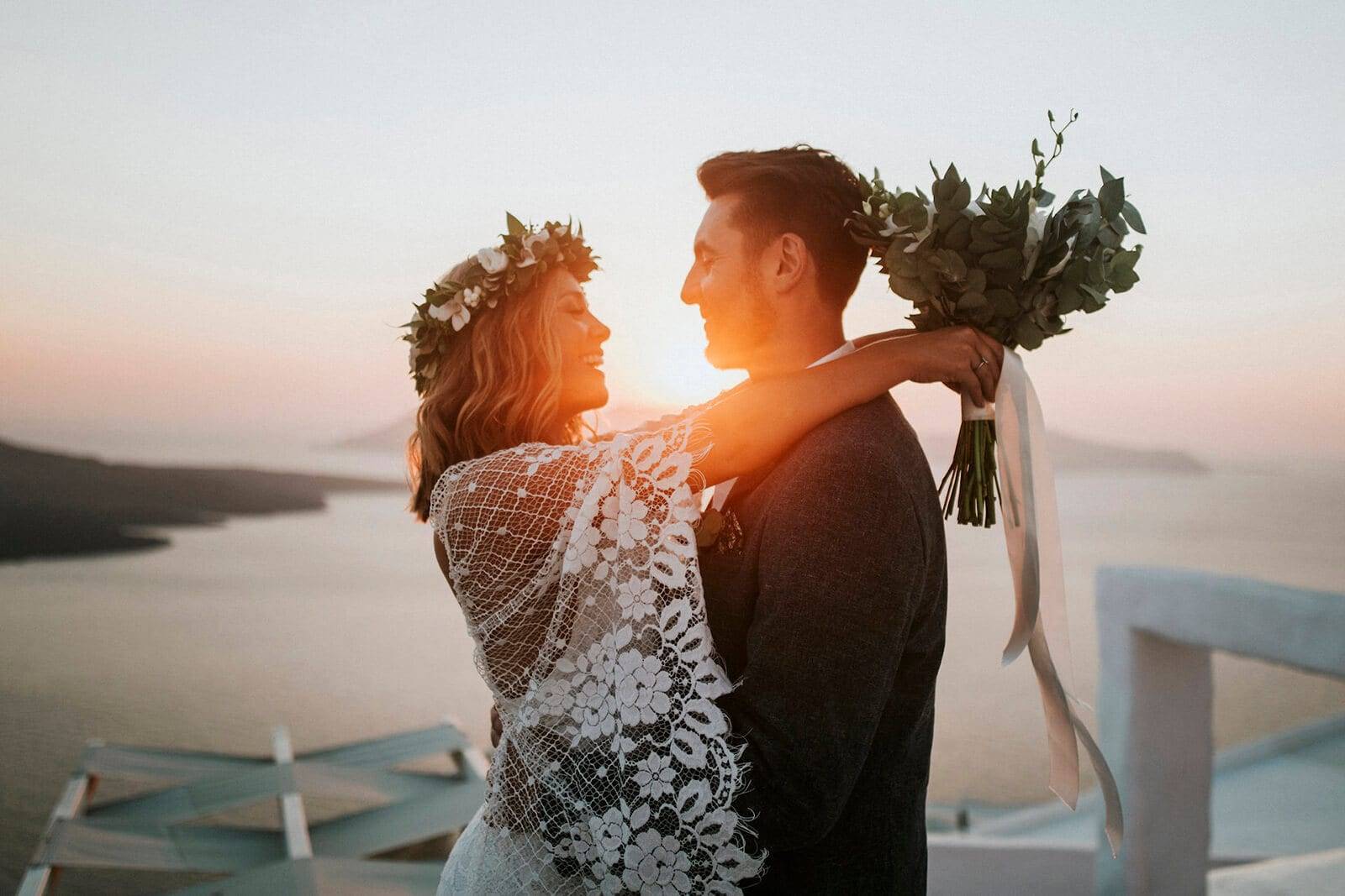 Bride wearing the Grace Loves Lace Verdelle 2.0 gown with a flower crown