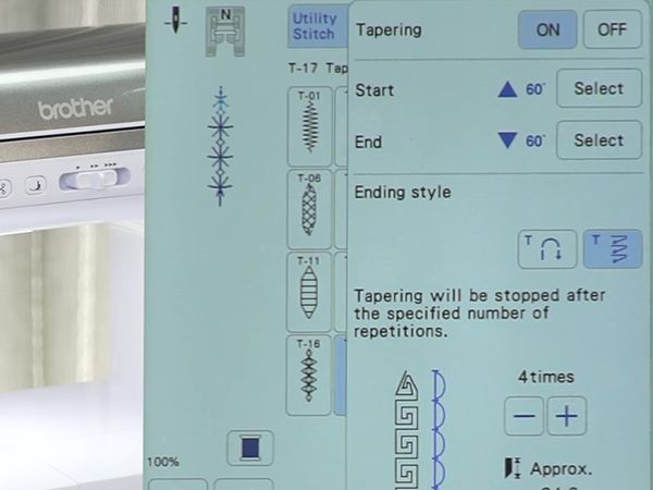 Brother XJ2 Tapered Decorative Stitch Feature