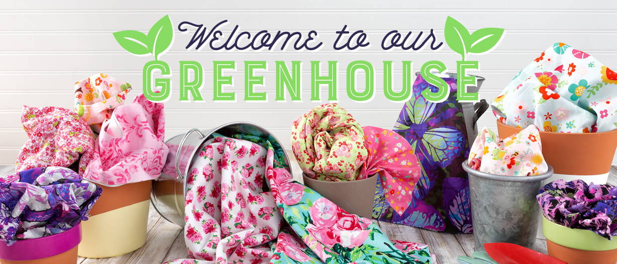 Welcome to our greenhouse: shop floral fabrics and quilting patterns here