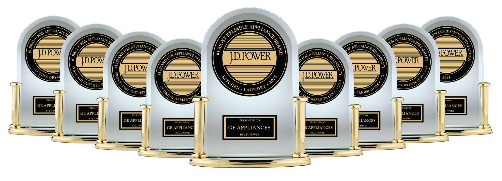 J.D Power awards arranged in a row.