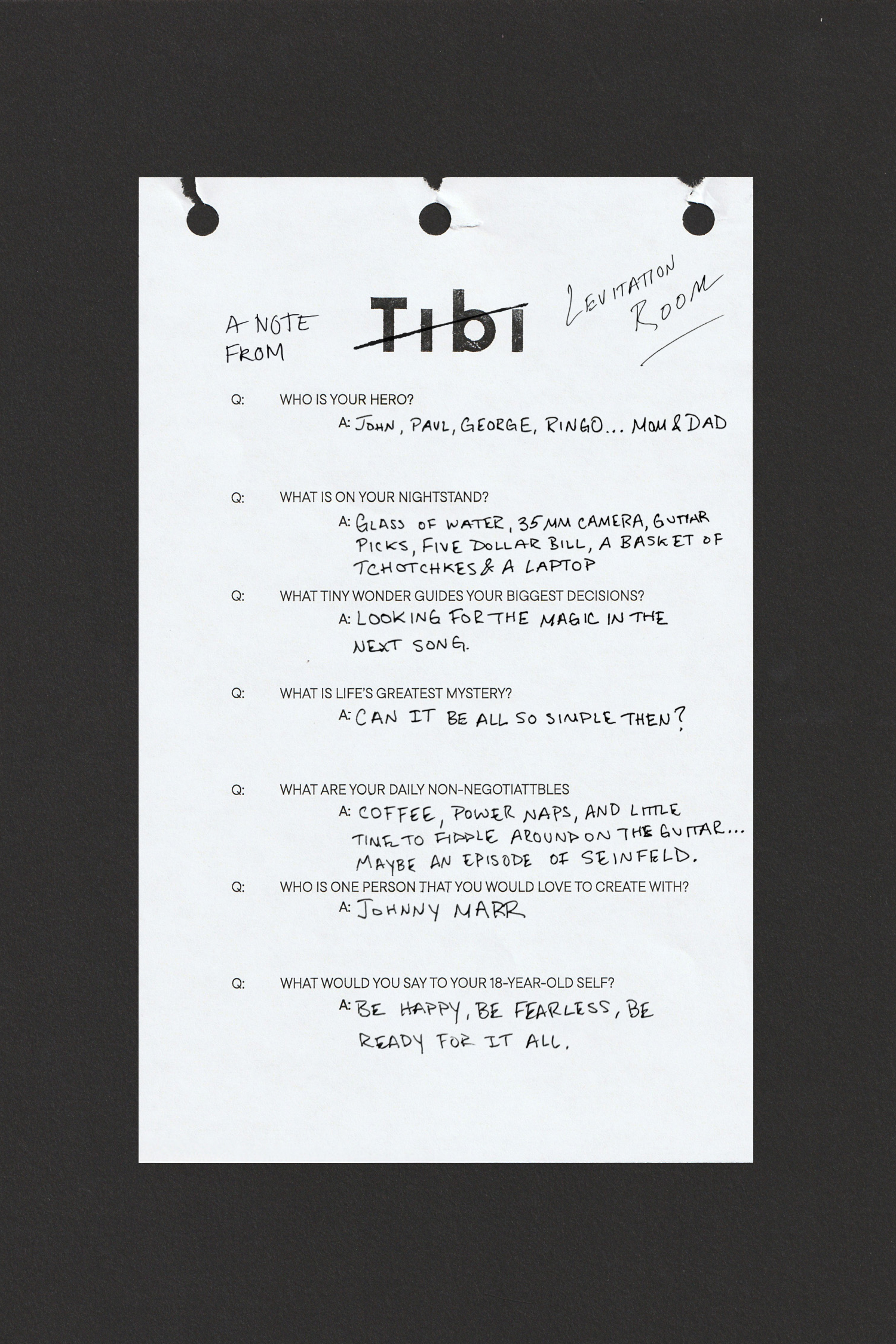 A note with various handwritten messages and questions.