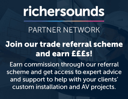 Richer Sounds Partner Network advertisement for trade referral scheme and commission.