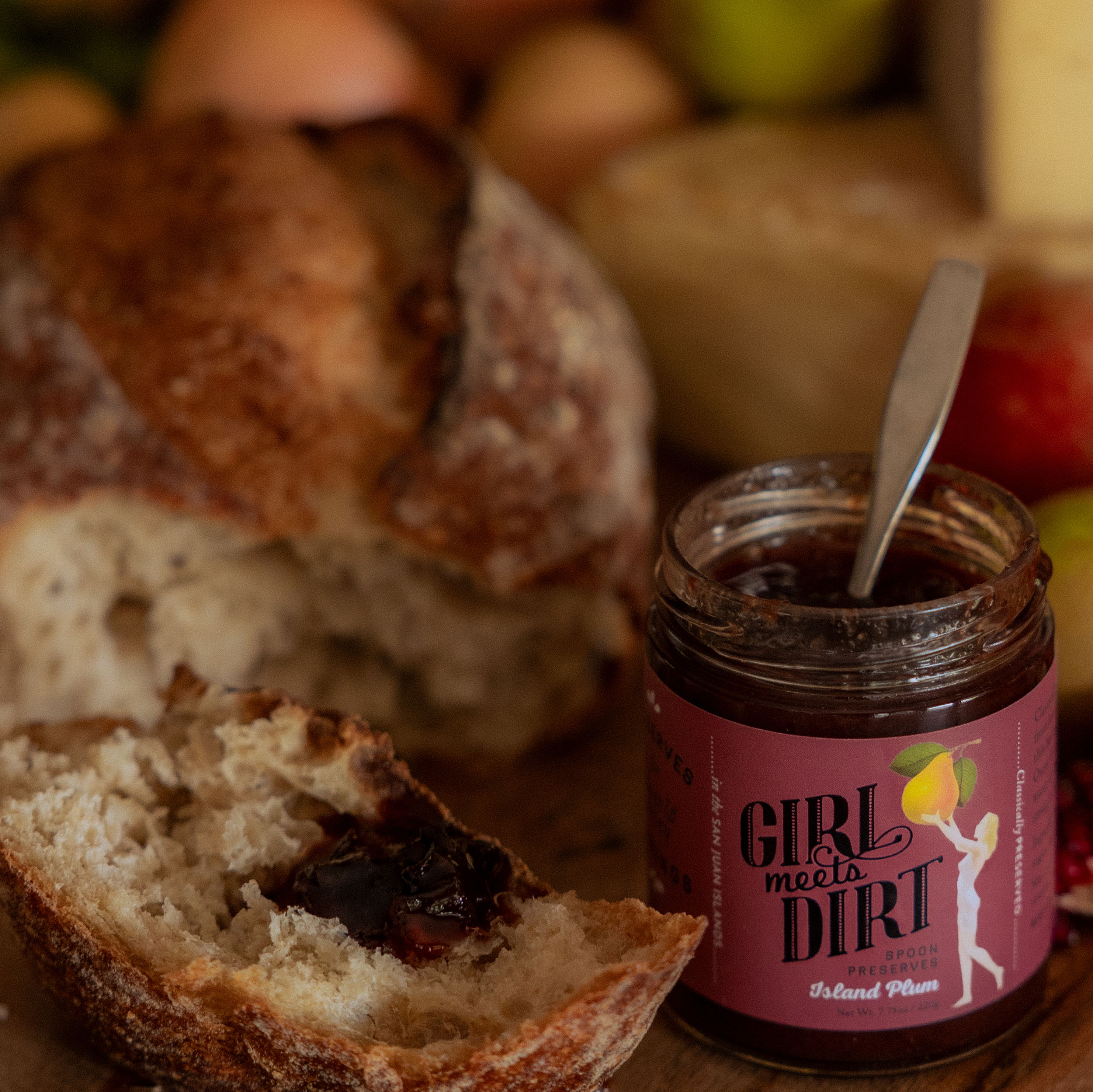 Heirloom spoon preserves in glass jars, handmade on Orcas Island