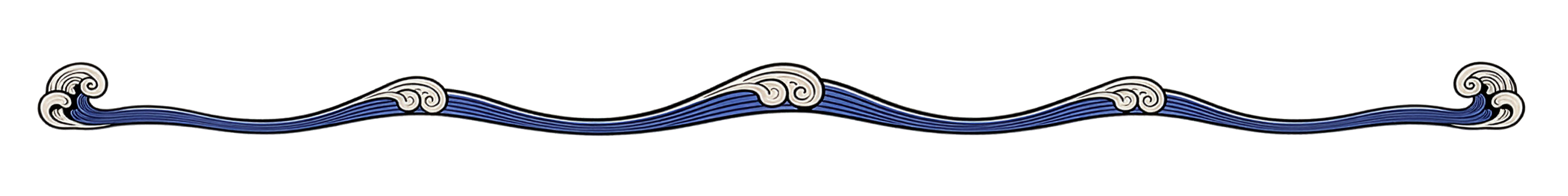 Decorative blue and white wavy line or divider.