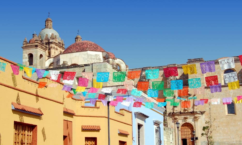 An image of colourful streets of Oaxaca in Mexico