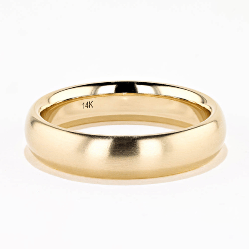 comfort fit mens wedding band in 14k yellow gold metal by MiaDonna