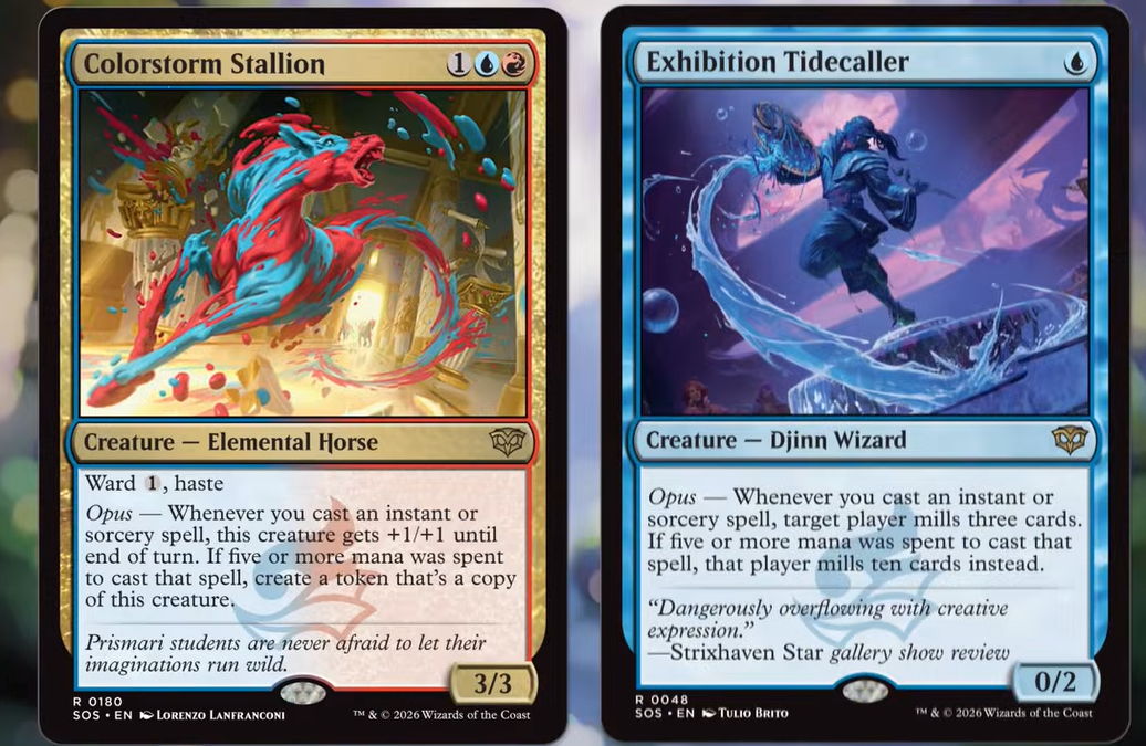 Two cards with the opus mechanic from Secrets of Strixhaven.