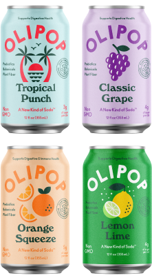 Flavors in the Mocktails in Minutes Starter Kit: Tropical Punch, Classic Grape, Orange Squeeze and Lemon Lime