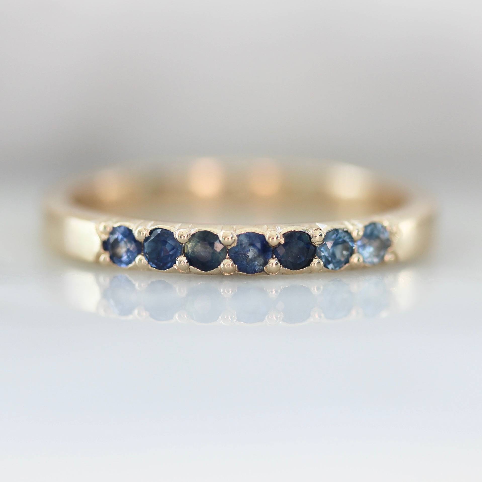 Ombre Blue Sapphire Gold Band