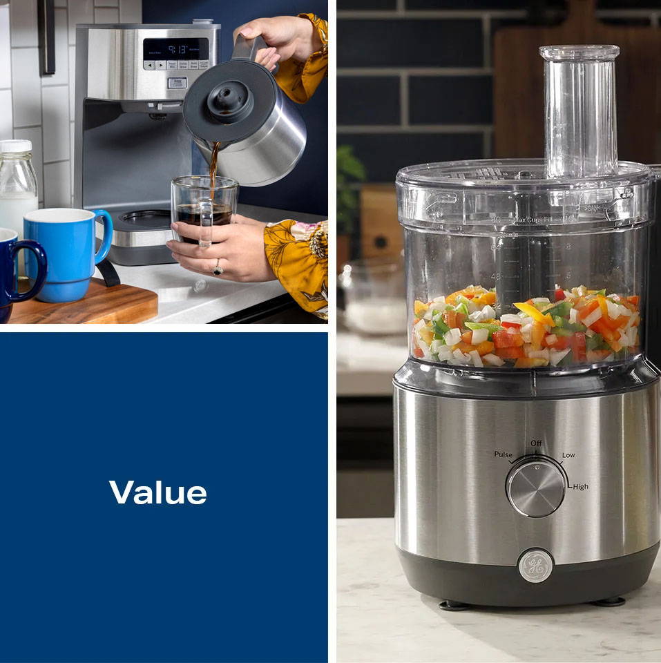 Value - GE Coffee Makers and Food Processors for your countertops.