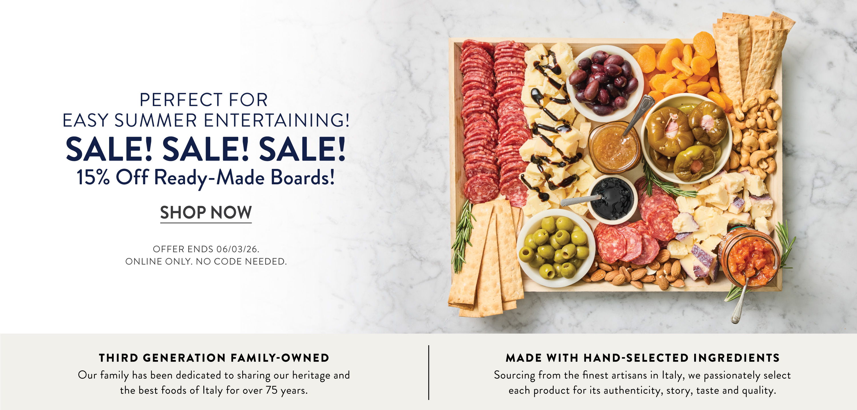 A platter of snacks with a sale promotion.