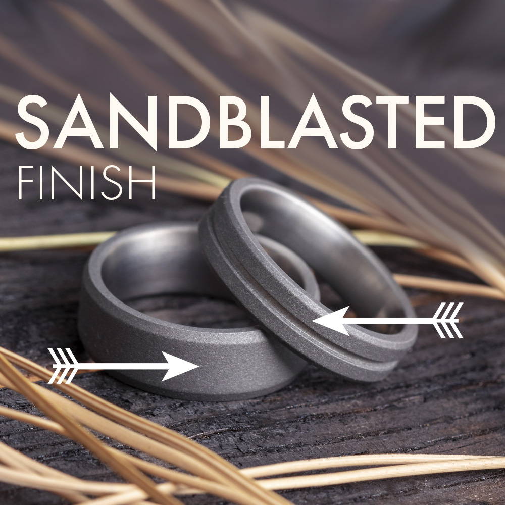 Sandblasted titanium men's wedding bands