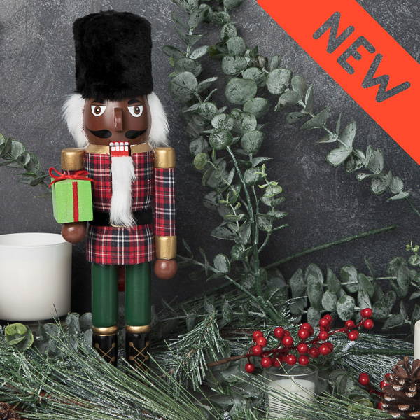 African American Plaid Christmas Soldier Nutcracker