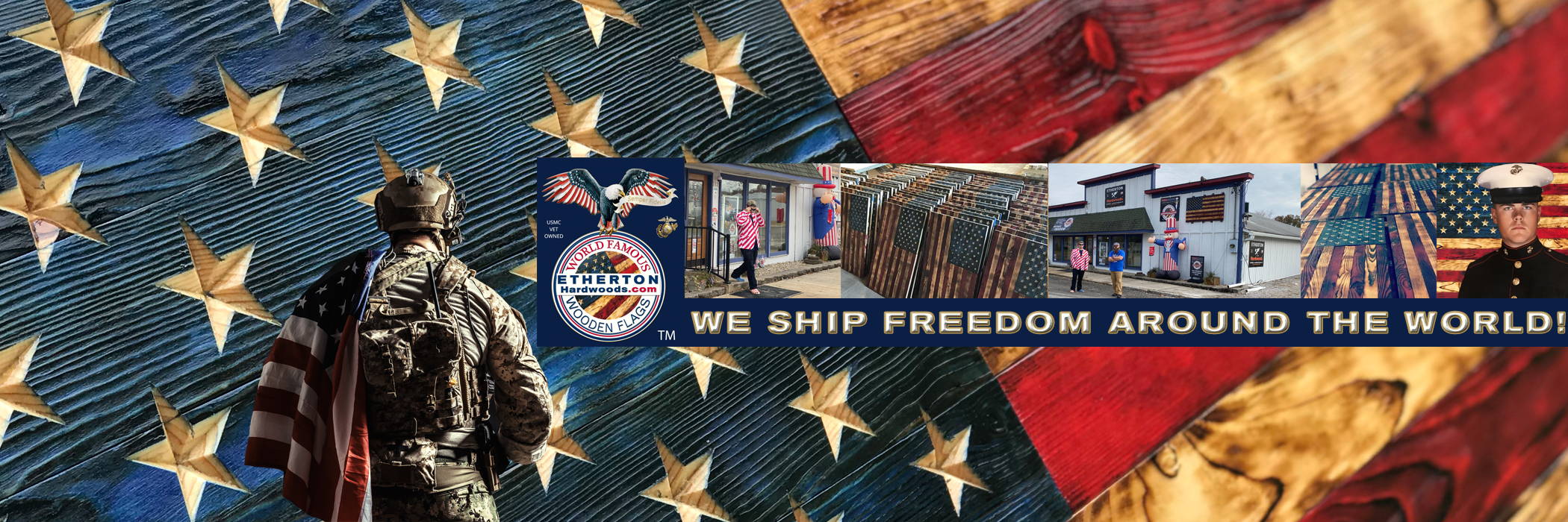 Etherton Hardwoods ships freedom around the world one wooden American Flag at a time.