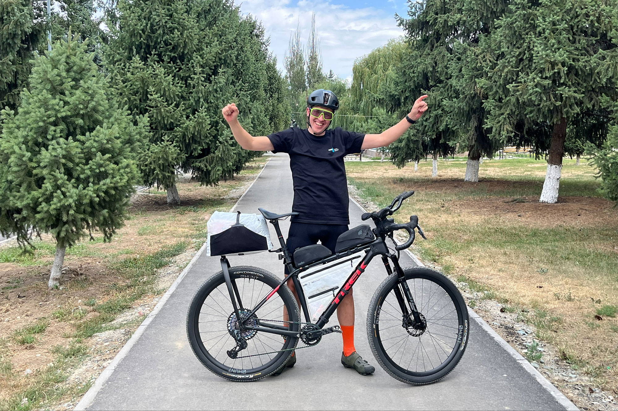 Justinas posing with his bike