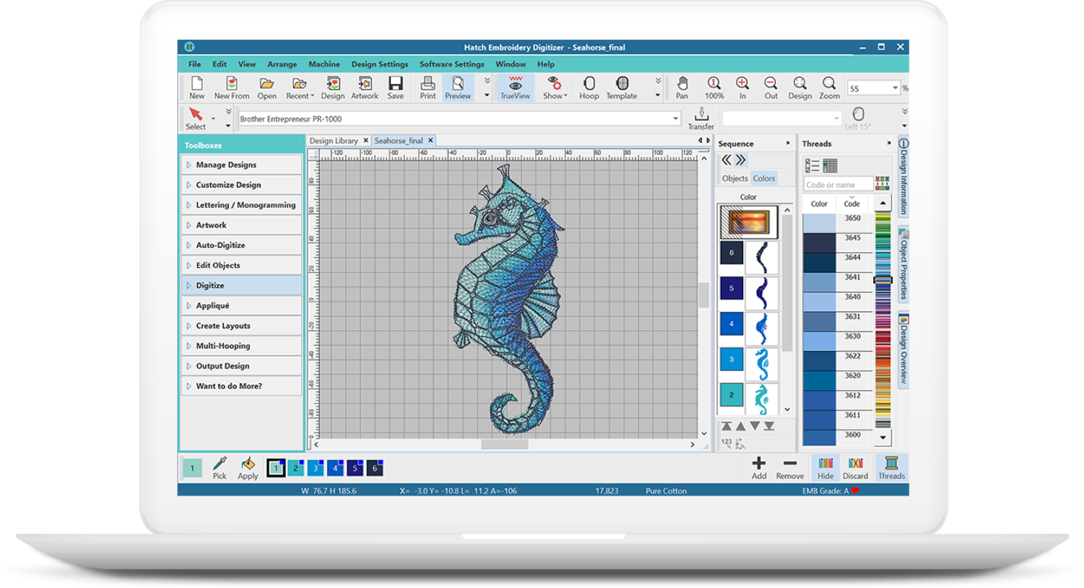 Embroidered Seahorse Design