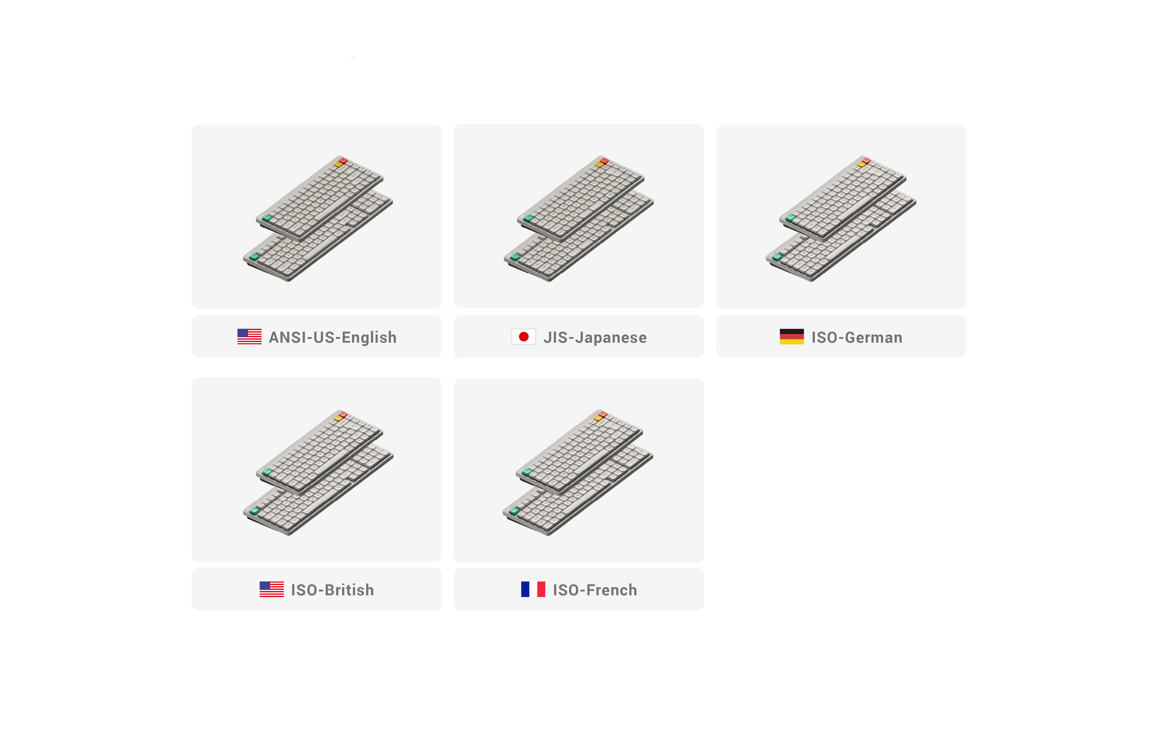 User interface icons representing different language options: English, Japanese, German, British, French.