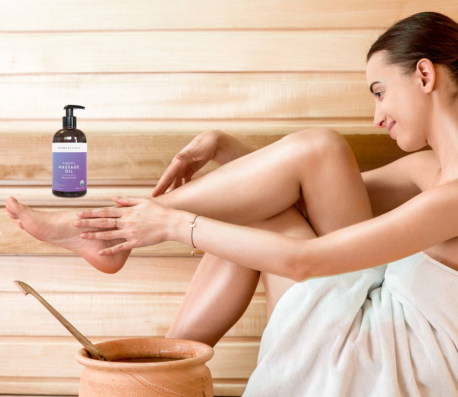 woman applying massage oil
