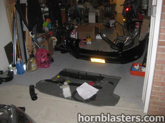 Garage floor bumper chrome bull bar yellow plate parts instruction manual Wesley's RAV4 228H install prep gallery photo 2