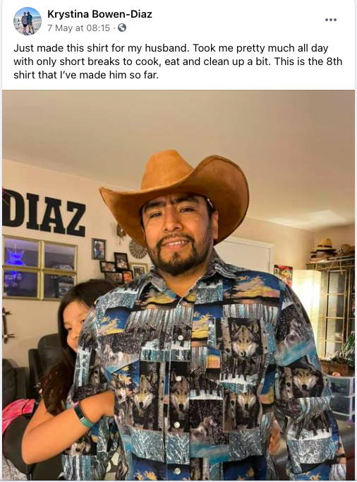 Krystina made shirt for her husband