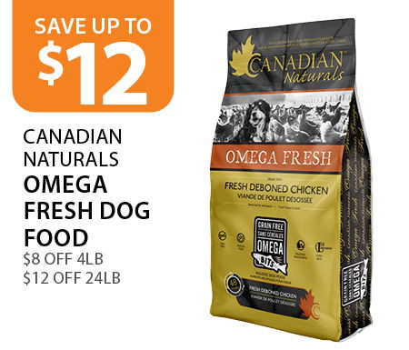 $8 off Canadian Naturals Omega Fresh Dog Food 4lb & $12 off 24lb