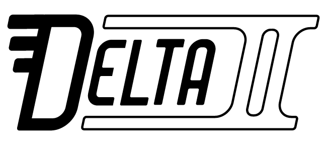 Logo of Delta II, featuring stylized text.
