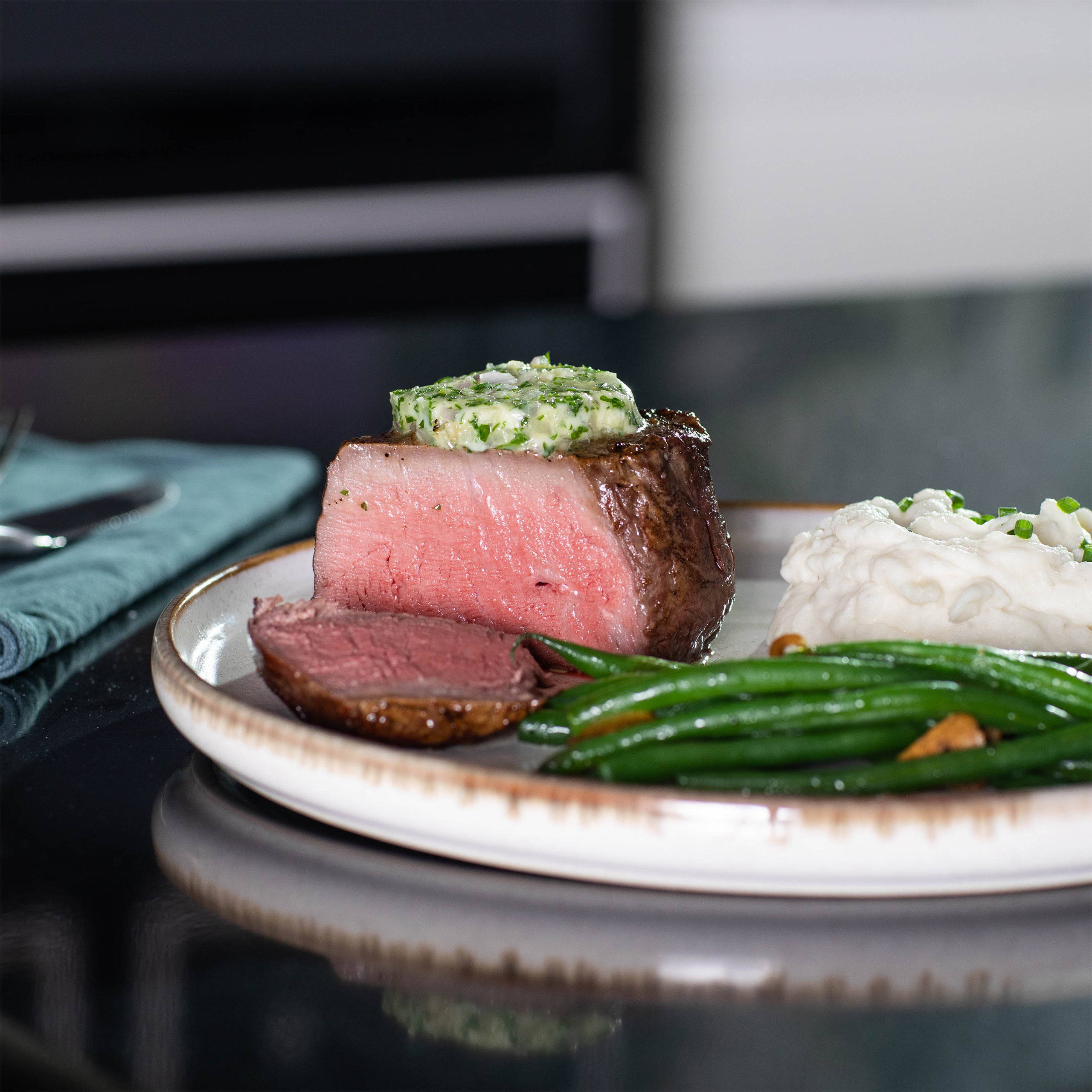 filet mignon with herb compound butter