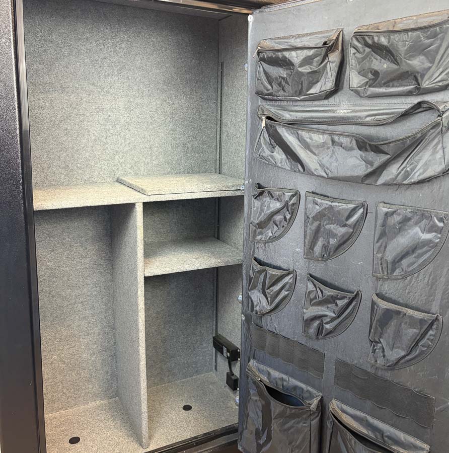 Sports Afield gun safe exterior with sale price tag on door - SES spring cleaning sale