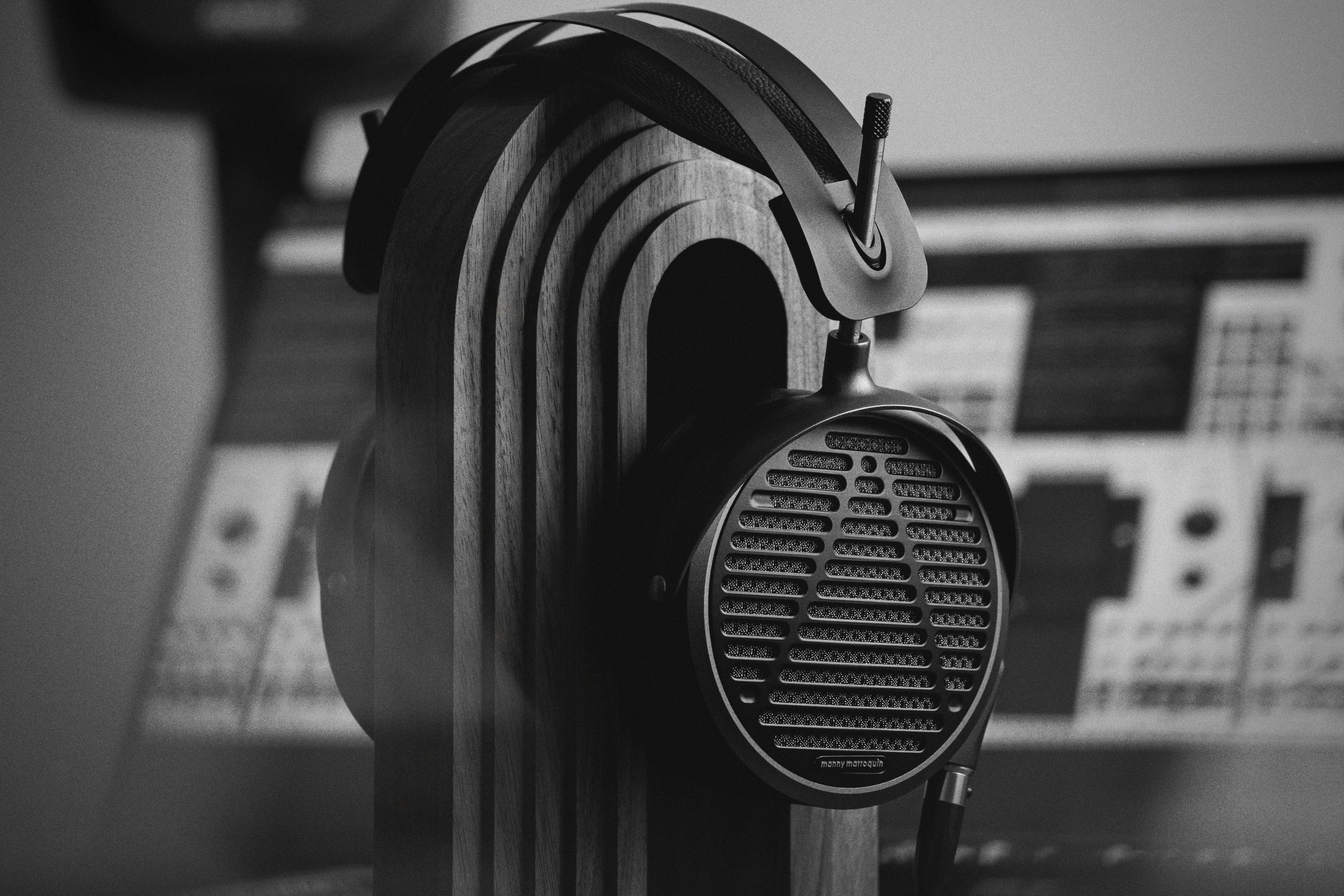 Audeze MM-500 headphones on headphone stand in the studio