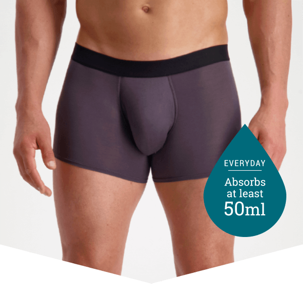 Confitex for Men absorbent underwear in black with grey pinstripe
