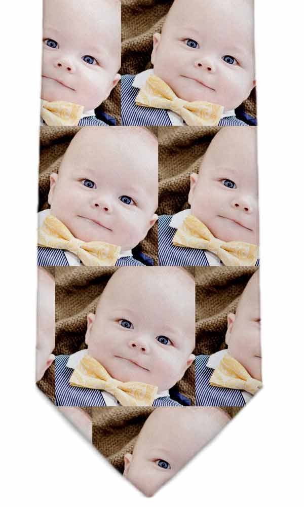Custom photo tie with large repeated picture design