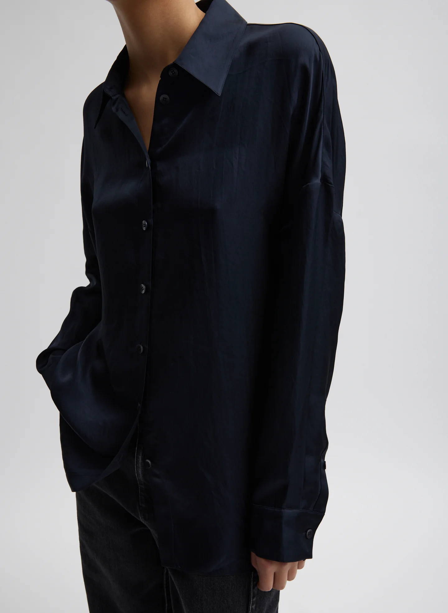Spring Acetate Shirt With Cocoon Back