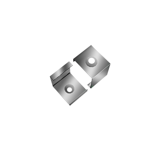 Two metallic brackets with holes, designed for fastening or support.