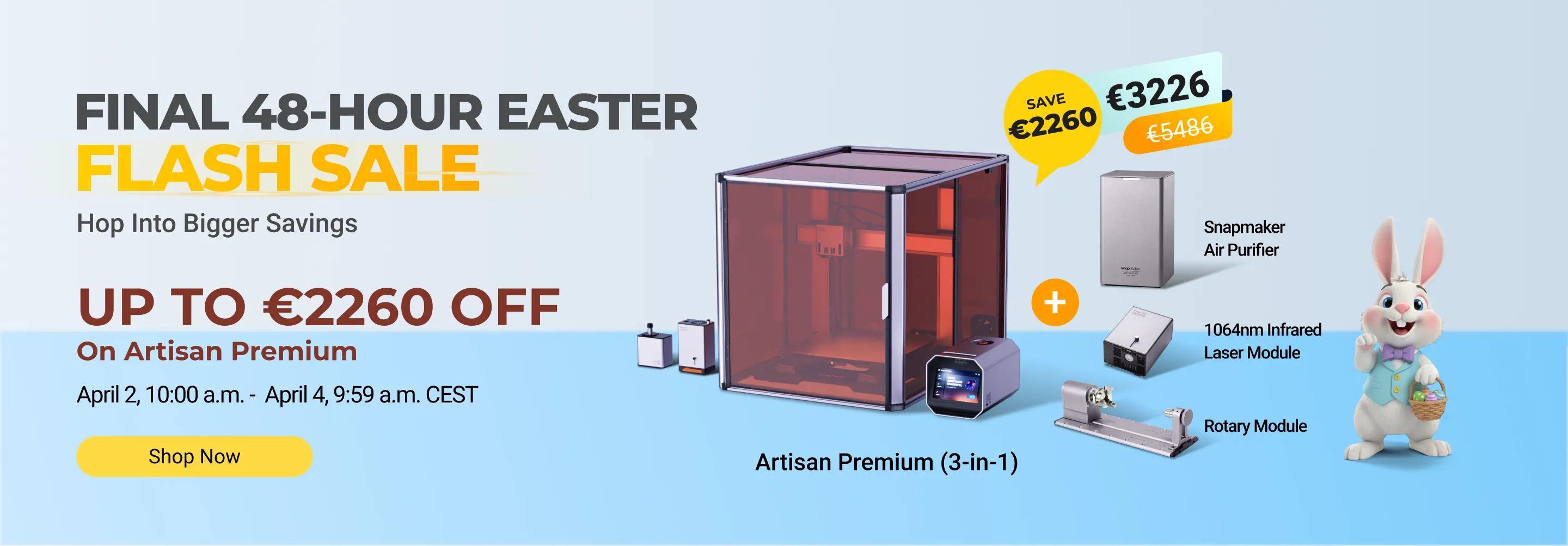 Easter sale banner featuring discounts on Artisan Premium products.
