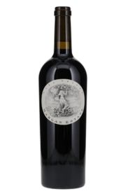 Black wine bottle with a detailed, circular label.