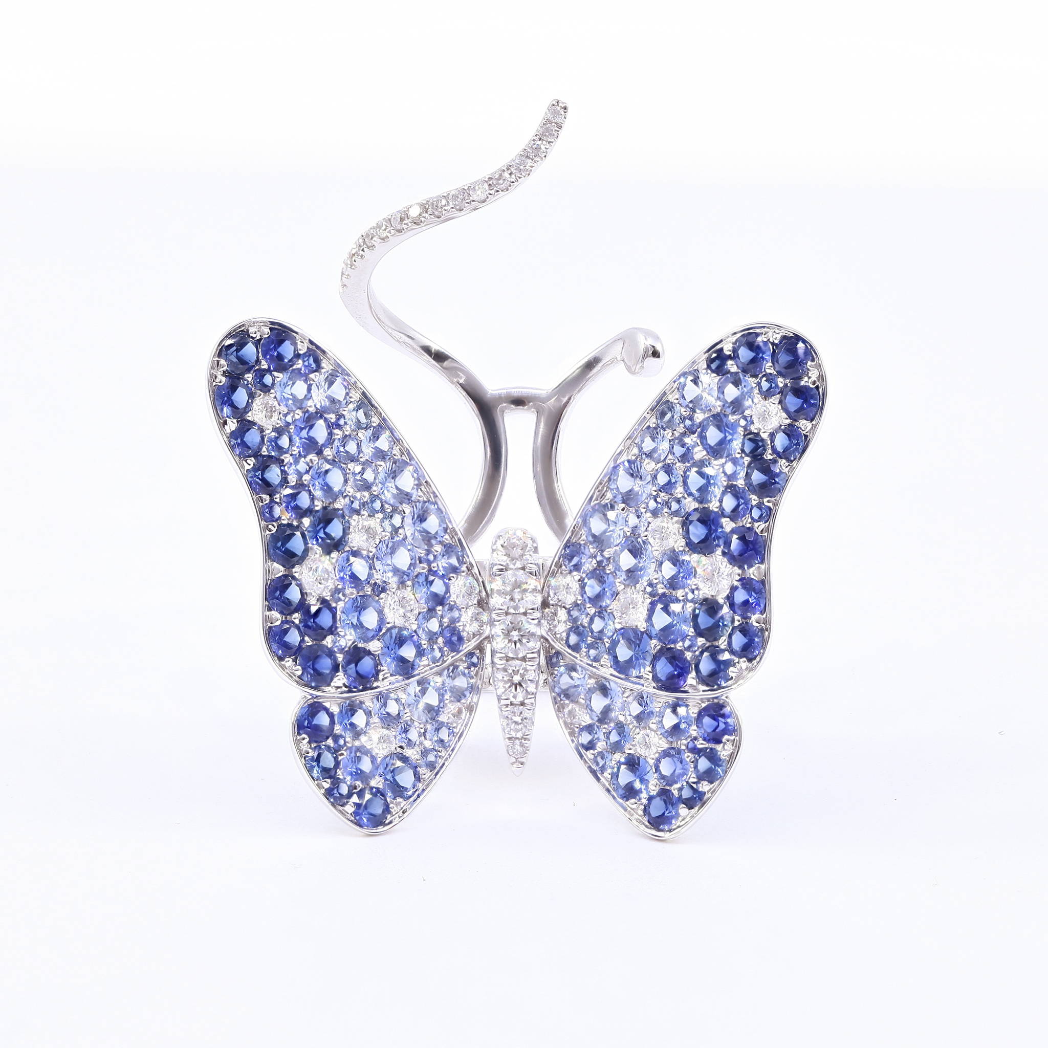 sapphire and diamond butterfly statement ring